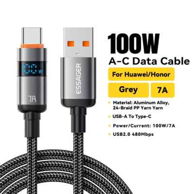 New 100W UAB A to Type C Charger Cable PD Fast Charging Data Cord For Phone 2M