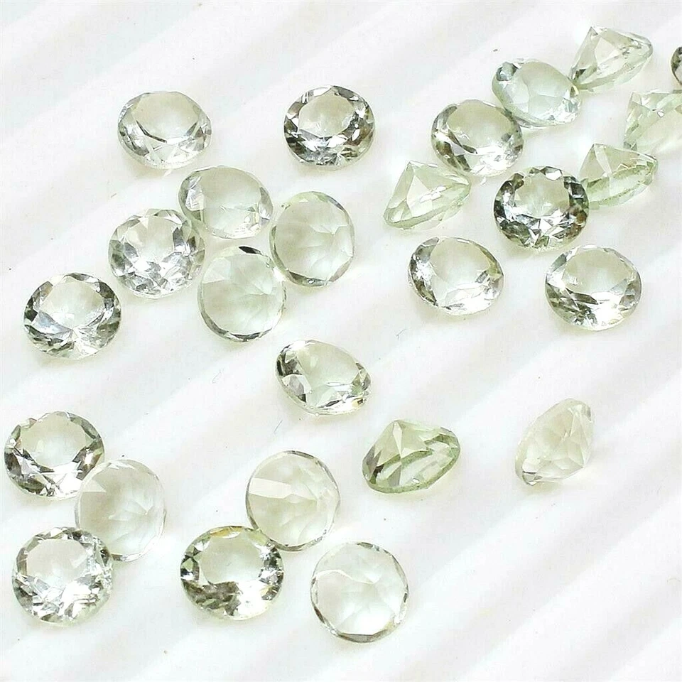Wholesale Lot 7mm Round Facet Natural Prasiolite Amethyst Loose Calibrated Gems - Image 2 of 4