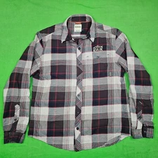 Simms Flannel Shirt Mens Medium Brown Plaid Long Sleeve Lightweight Fishing