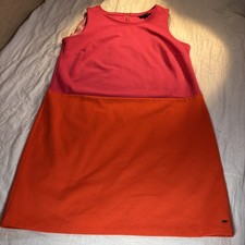 Tommy Hilfiger Colorblock Shift Dress Women's Pink Orange Sleeveless Size XL