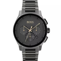 HUGO BOSS 1513814 MEN'S STAINLESS STEEL BLACK STRAP & BLACK DIAL 43MM Uk Stock