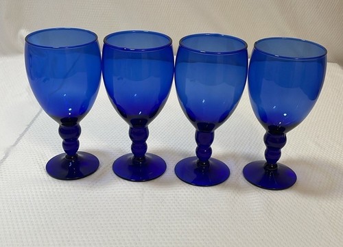 Bicchieri da vino/calici acqua blu cobalto 14 oz. Set di quattro. - Foto 1 di 6