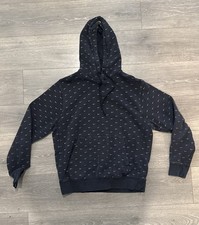 Nike Hoodie Sweatshirt Mens Medium Pullover Black All Over Swoosh
