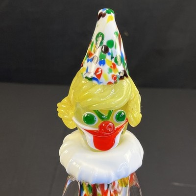 Murano Glass Clown very colorful with accordion has label