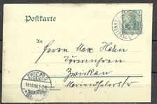 DR 1906 Ganzsachenpostk. P 73  - 5 Pf.grün Germ., Hohenstein Ernstthal- Zwickau