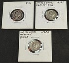 Lot of 3 Mercury Silver Dimes 90% Silver P & D Mint Coin - 1936, 1936D, 1937D — photo 1