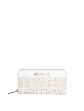 B.Cavalli Portafoglio rettangolare da donna con stampe - panna