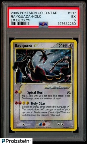2005 Pokemon Gold Star EX Deoxys #107 Rayquaza Holo PSA 5 EX (EU PRINT)