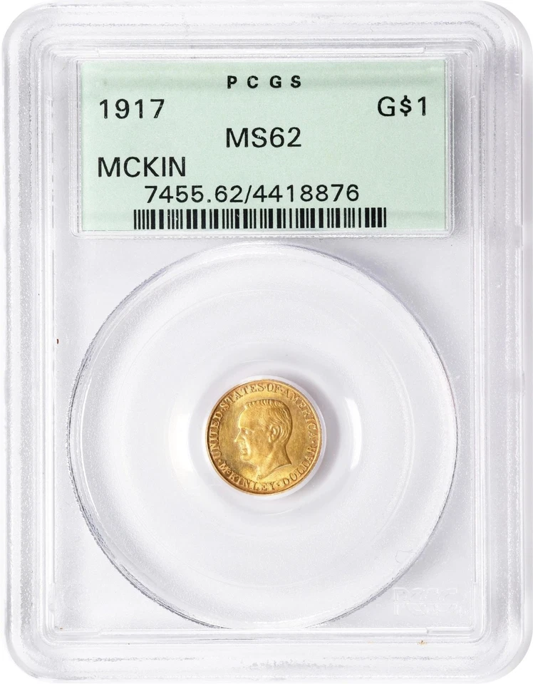 U.S. 1917  McKINLEY  1 DOLLAR GOLD COIN,CHOICE UNCIRCULATED, PCGS CERTIFIED MS62 - Image 3 of 4