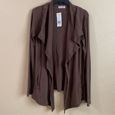 Michael Stars New Size M/L Brown Supima Cotton Pockets Open Shawl Cardigan USA