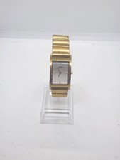 Vintage Alfex 5301-R-D Swiss Made Quartz Gold Tank Rectangular Watch 5.75" Wrist