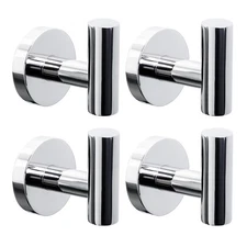 4 Pack Bath Towel Hooks Wall Mount Holder Chrome Finish Rack Heavy Duty Robe