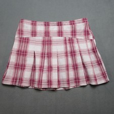 SO Goods For Life Skort Girls 18 Plus Pink White Plaid Pleated Built-In Shorts