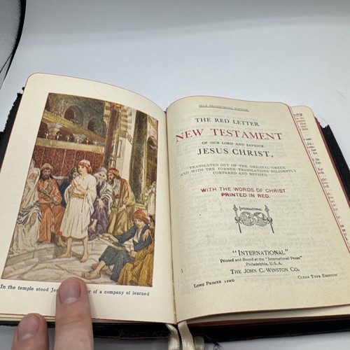 Biblia Nuevo Testamento Salmos Escocesa Carta Roja RARA Masónica Grand Rapids De Colección - Imagen 8 de 15