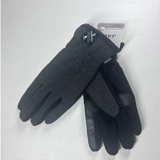 Isotoner Mens XL Black Heather SmartDri SmartTouch Gloves Repels Rain Snow NEW