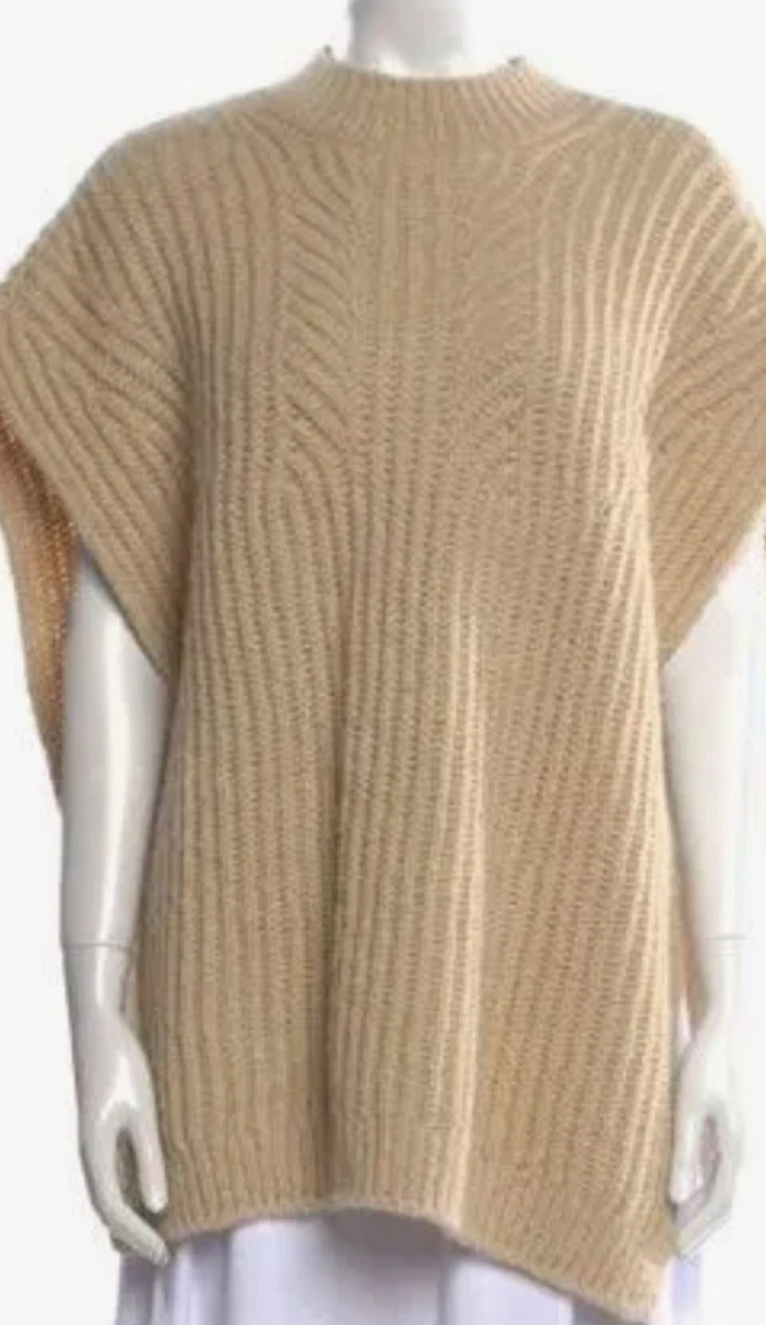 NWT $540 Closed Sweater Poncho Beige Alpaca Size S /M Knit