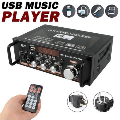 Digital bluetooth Audio Power Amplifier Stereo Amp Remote DC/AC USB Music Player