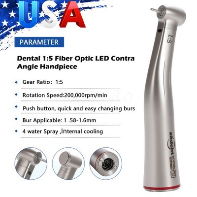 Dental 1:5 Electric Fiber Optic Contra Angle Handpiece fit Ti Max