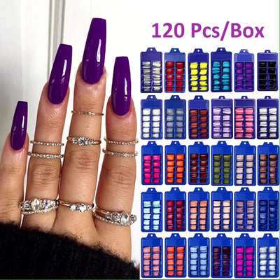 120 Stück Langer Sarg Falsche Full Cover Gefälschte Nagelverlängerung Acryl Nagel Tips