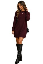 Fortune + Ivy Women's Sweater Dress – Size Medium – Burgundy – Long Sleeve Knit