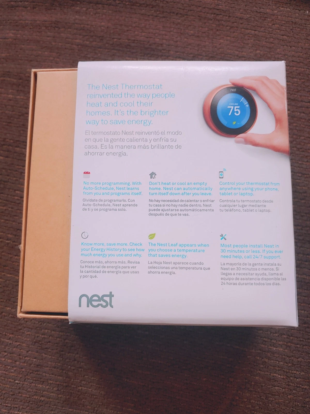 Google Nest Learning Thermostat Copper 3rd Generation Programmable T3021US