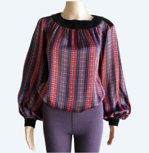 Yves Saint Laurent Rive Gauche, Bluse Samt und Seide YVES SAINT LAURENT Rive Gauche 38/M Vintage 70er
