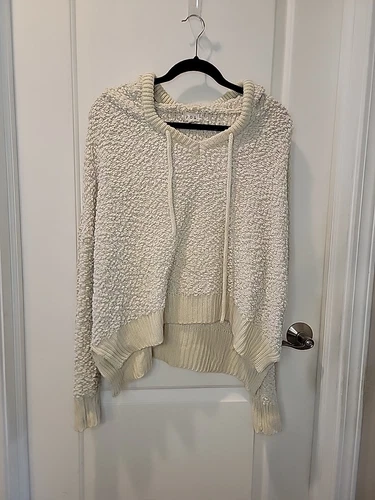 OFF WHITE Felpa con cappuccio POL stile alpaca panna taglia L