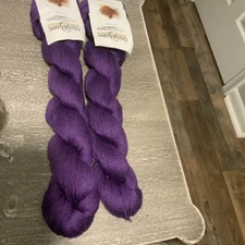 2 Hanks Of Cascade Yarns Ultra Pima Fine 100% Pima Cotton Color 3708 Deep Purple
