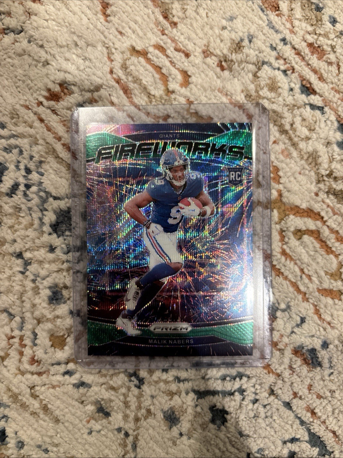 2024 Panini Prizm - Fireworks Malik Nabers #21 Green Wave Prizm (RC)