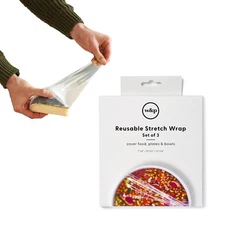 W&P Reusable Silicone Stretch Wrap, 1 Box with 3 Wraps (7x8, 10x11, 13x14), Oven