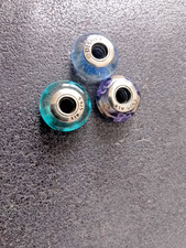 X3 Genuine Pandora Murano Glass Charms