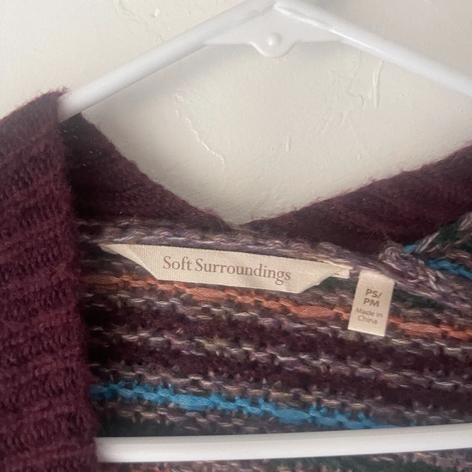 Cárdigan Suéter Soft Surroundings M Multicolor Colorido Tejido Suave Rayas Foto 4 de 4