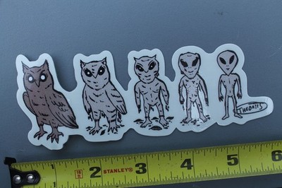 Theories of Atlantis Skateboards Owl Alien Evolution OG Z1 Skateboarding STICKER