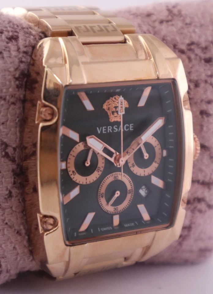 Reloj pulsera Versace de lujo de cuarzo para hombre cronógrafo esfera verde todo funcionando Foto 3 de 4