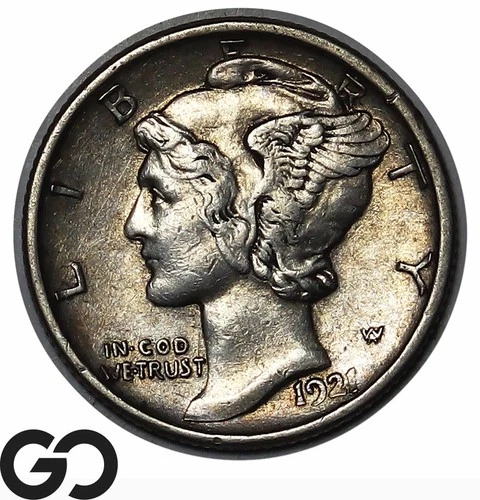 1921-D Mercury Dime, Lower Mintage Choice AU Key Date, Scarce This Nice