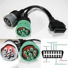 6 Pin J1708 or 9 Pin J1939 to 16 Pin OBD2 OBDII Adapter Cable Heavy Duty Truck