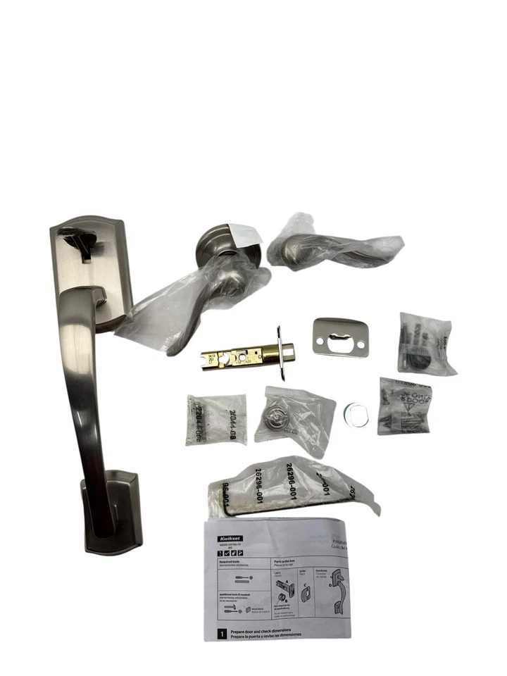 Maçaneta da porta frontal Kwikset Prescott com alavanca Tustin cetim níquel 98150-013 (OB) - Imagem 2 de 4