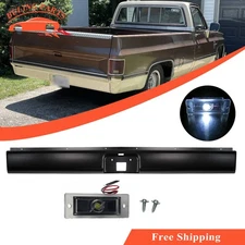 Primed Black Rear Bumper Roll Pan w/LED Light For 1973-1987 Chevy C10 Fleetside