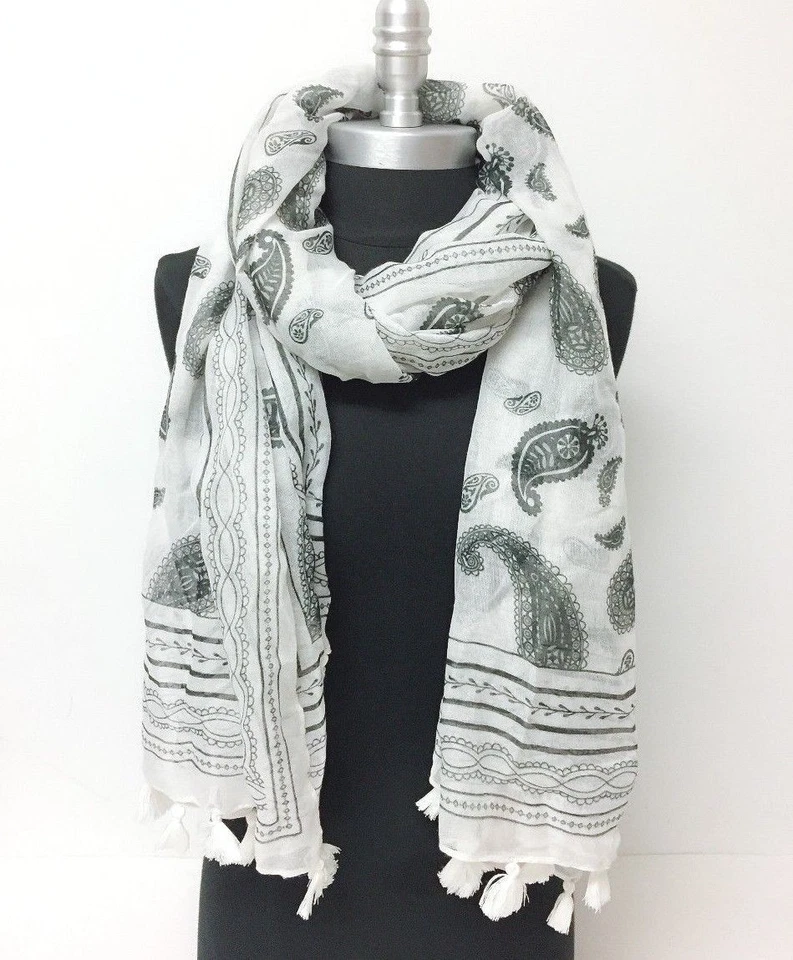 VENTA AL POR MAYOR Lote de 6 PIEZAS Estampado de Cachemira con Borlas Bufandas de Gasa Mantón Envolturas Suaves Foto 2 de 4