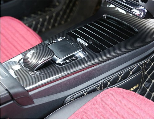 2x Cubierta de panel de cambio de marchas de consola central ABS de carbono para Benz Clase A W177 2019-22 - Imagen 4 de 12
