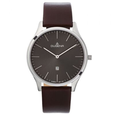 Dugena 4461050 Herrenuhr Plano Lederband Braun Datum ZB Schwarz