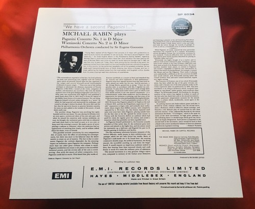 SP 8534 Paganini Michael Rabin AAA TESTAMENT REPRESS MINT COPY STEREO EMI - Picture 2 of 4