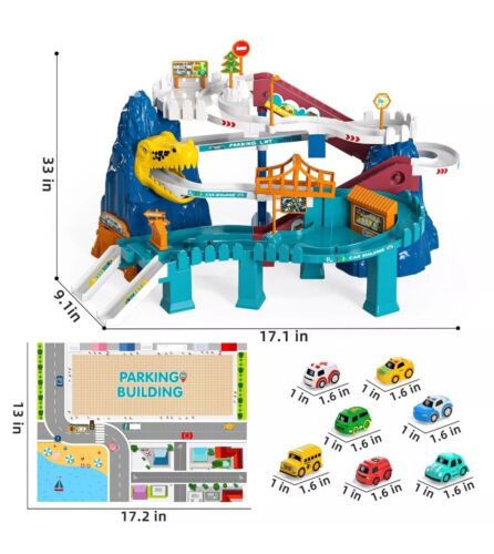 Jungen Dinosaurier Rennbahn Spielset Temi Twisting Mountain Road Autos Neu - Bild 4 von 8