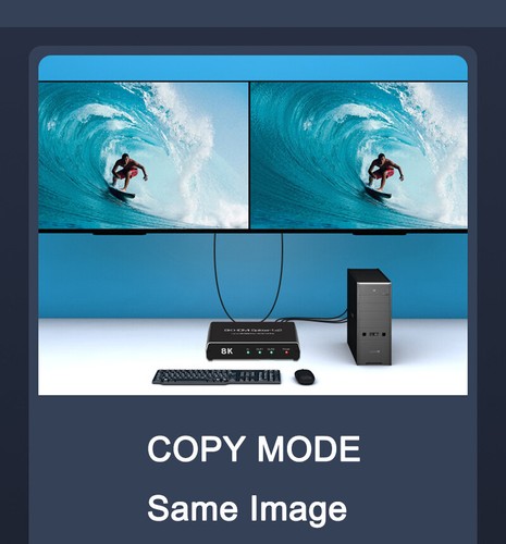 8K HDMI Splitter 1x2 4K@120Hz 3D HDR 1 In 2 Out Dual Display for PS4 PS5 PC TV - Picture 6 of 9