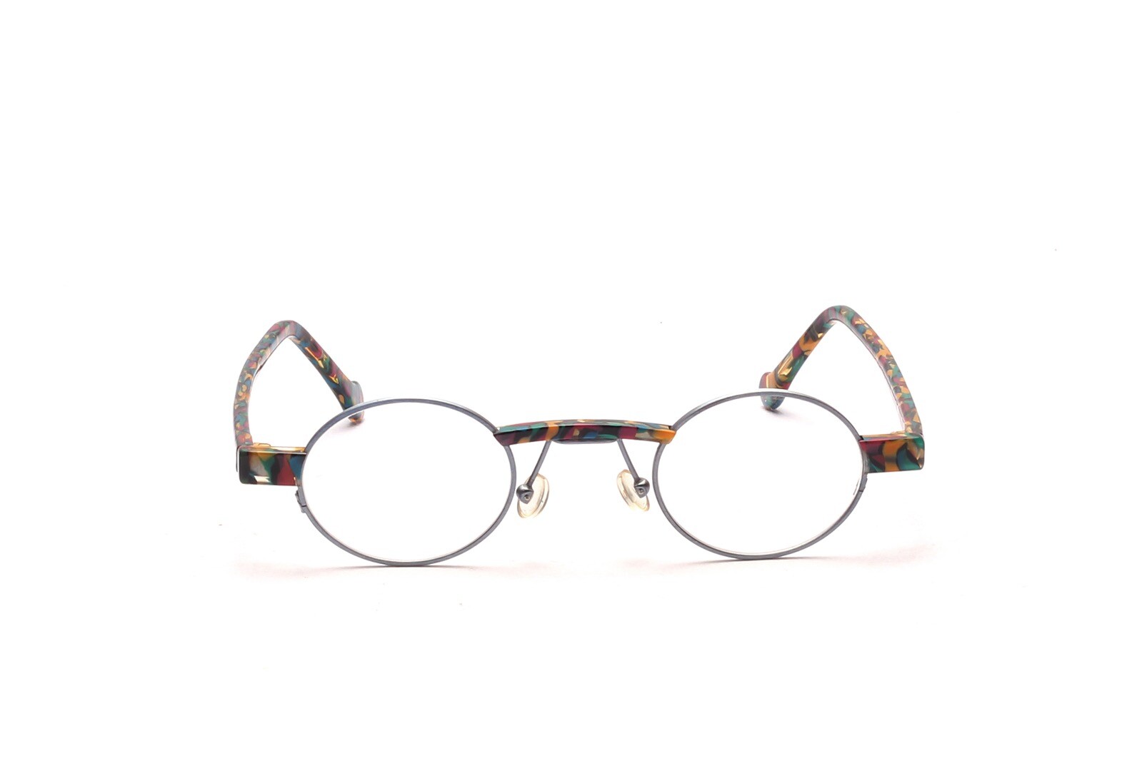 Очки в металлической оправе овальной формы Женские комбинированные металлические ацетатные синие красочные Италия 42-20 мм F1