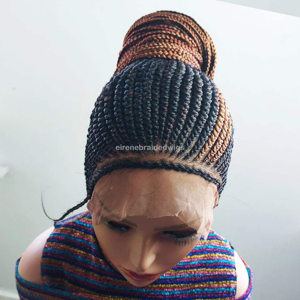 Полный кружевной Conrow Updo плетеный парик для черных женщин, высокий пучок хвост косы парик - Изображение 4 из 4