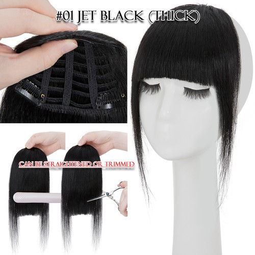 Thin 3D Wispy Fringe Bangs Clip in Real Remy Human Hair Thick Front Hairpiece AU - Picture 35 of 50