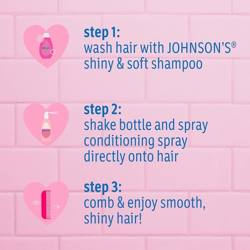 Johnson's Baby Shiny & Soft Tear-Free Kids' Hair Conditioning Spray with 10 fl. - Picture 7 of 8