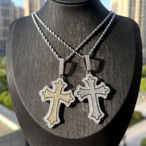 Collar Colgante Cruz Hip Hop con Cadena Ojo de Cruz 5A Circón Joyería Religiosa - Imagen 16 de 30