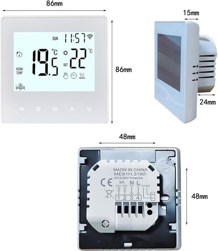 Aoresac Tuya Smart - Termostato per riscaldamento a pavimento, termostato Wi-Fi, - Foto 7 di 8